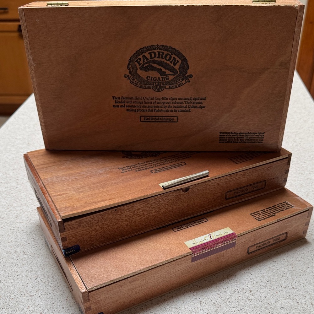 3 Padron Cigar Empty Wooden Box